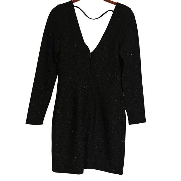 *New* Express Ladies Size S Sparkle Glitters Sweetheart Neck Black Body Mini Dre - Picture 1 of 14